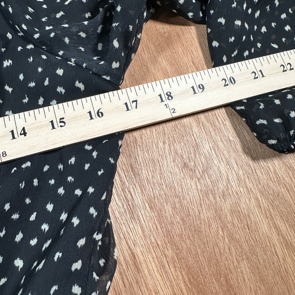 Zara Ruffle Mini Dress Women XS Black White Dot Long Sleeve Tiered Chiffon - Picture 5 of 10